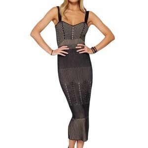 Ramy Brook Lisa Striped Midi Pencil Skirt Knit Size Large NWT